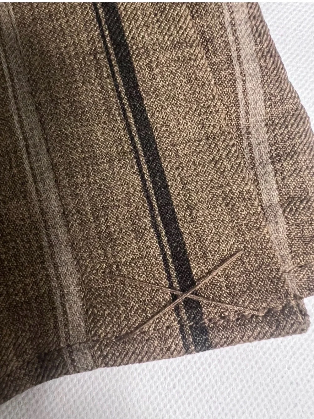 Striped Brown A-Line Skirt with Waist Tie